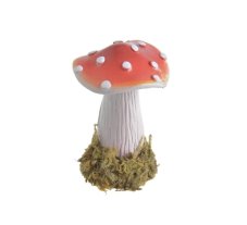 Umělá muchomůrka v mechu 4cmL x 4cmW x 6cmH - 12 ks