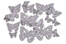 Dřevěné výseky ve tvaru motýla 3-7cm - 18ks