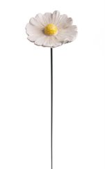 Dekorace keramický kvítek na drátku - zápich  (8,8cm⌀x3cmH) 50cmH.