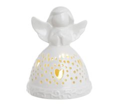 Dekorace porcelánový anděl s LED 8,5cmLx8,5cmWx11,5cmH