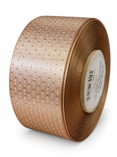 Atlasová stuha s metalickým prošitím 40 mm × 20 m – světle hnědá