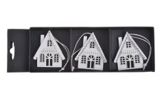 Dekorace dřevěný domek závěs 5cmLx0,5cmWx6cmH - 3ks