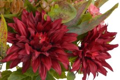 Kytice umělých dahlií a hortenzií , míchaná s dálií  květ Ø cca 11cm, kytice celkem dl.64cm