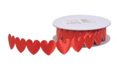 Dekorační samolepící stuha ve tvaru srdce 2,5cm/3m - červená