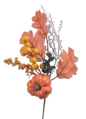 Zápich podzim s dýní, listy a doplňky, dl. 30 cm