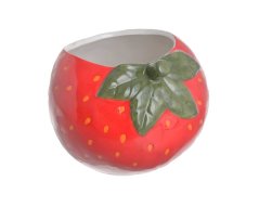 Dekorace keramická nádoba ve tvaru jahody 16cmL x 15cmW x 12,8cmH