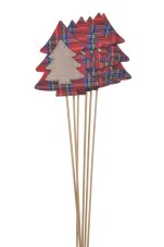 Dekorace dřevěný stromek s kostkovým vzorem - zápich .(9cmLx0,5cmWx10cmH) 40cm - 6ks