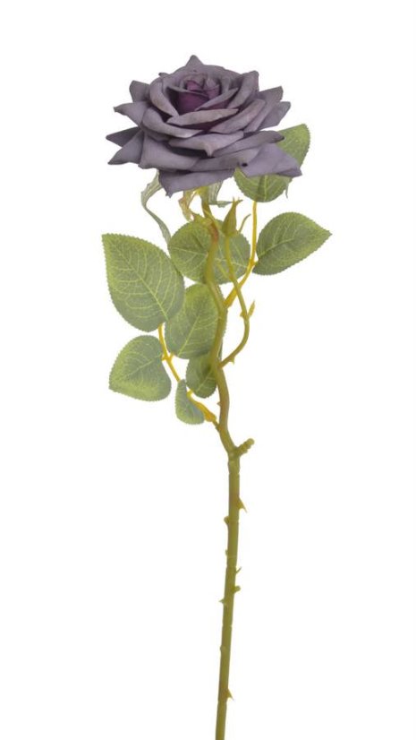 Umělá rozkvetlá růže na stonku s listy, květ Ø 8cm/ dl.41cm
