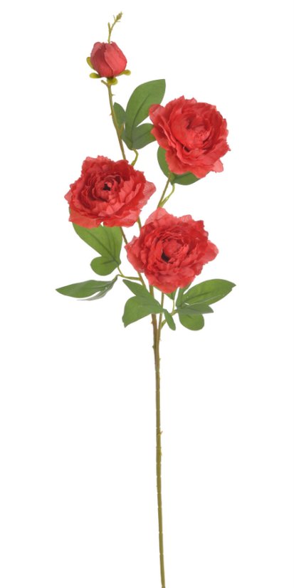Trs umělých pivoněk s třemi květy a poupětem, květ Ø8cm/dl.75cm