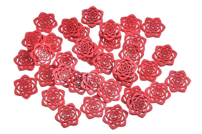 Dekorativní dřevěné výseky ve tvaru květu růže 2cmØx0,2cmW - 36ks