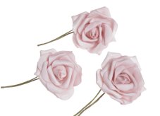 Hlavička pěnové růže na drátku 7cm/dl.25cm - 12ks