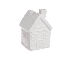 Vánoční dekorace porcelánový svícen ve tvaru domku 6,5cmL x 6cmW x 9,5cmH