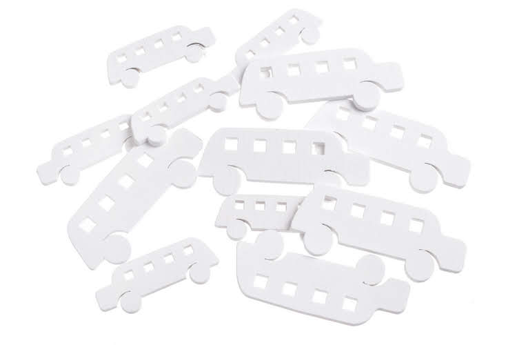 Dřevěné výseky ve tvaru autobusu 6-7cm - 12ks