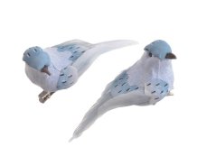 Dekorace péřový ptáček na klipu  11cmLx4cmWx5cmH - 2ks