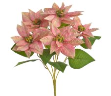 Umělá kytice vánoční hvězdy růžová 45 cm
