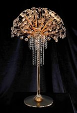 Dobíjecí LED lampa na dál. ovládání, změna barvy teplá/studená, kov/sklo Ø 55cm celkem 95cmH