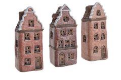 Dekorace keramický domek mix druhů .6,5cmLx6cmWx16cmH - 6ks