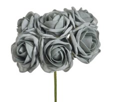 Pěnové růže na drátku, hlavička 8cm, drátek 25cm - 6 ks