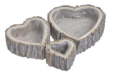Dekorace - nádoba z kůry s igelitem uvnitř 30cmL x 29cmW x 9,5cmH, 22,5cmL x 22,5cmW x9,5cmH, 14cmL x 14cmW x 9cmH - 3 ks