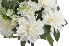 Kytice umělých dahlií a hortenzií , míchaná s dálií  květ Ø cca 11cm, kytice celkem dl.64cm