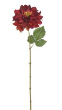 Umělá  dahlia na stonku 1 květ s listy,  hlavička Ø 12cm, dl. 63cm