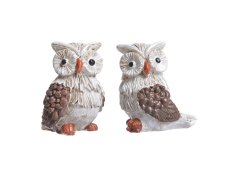 Dekorace figurka stojící sovy 4cm - polyresin - 2 ks
