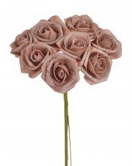 Svazek hlaviček pěnových růží na drátku Ø6cm/dl.25cm - 8ks_191