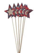 Dekorace  hvězda s kostkovým vzorem - zápich (10cmLx0,5cmWx9,5cmH) 37,5cmH -  6ks
