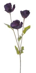 Letní květiny větvičky umělých vlčích máků - 3 květy, květ Ø 8cm, dl. 70cm