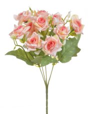 Kytice umělých růží s listy a doplňky, květ Ø 5cm/celkem dl. 30cm