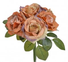 Růže s listy, svazek 5 stonků, dl. 23 cm, barva 153