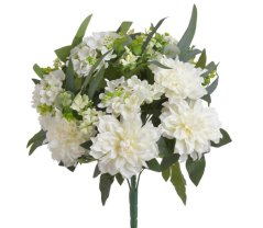 Kytice umělých dahlií a hortenzií , míchaná s dálií  květ Ø cca 11cm, kytice celkem dl.64cm