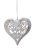 Vánoční dekorace 3D srdce s ornamenty 9cm - závěs