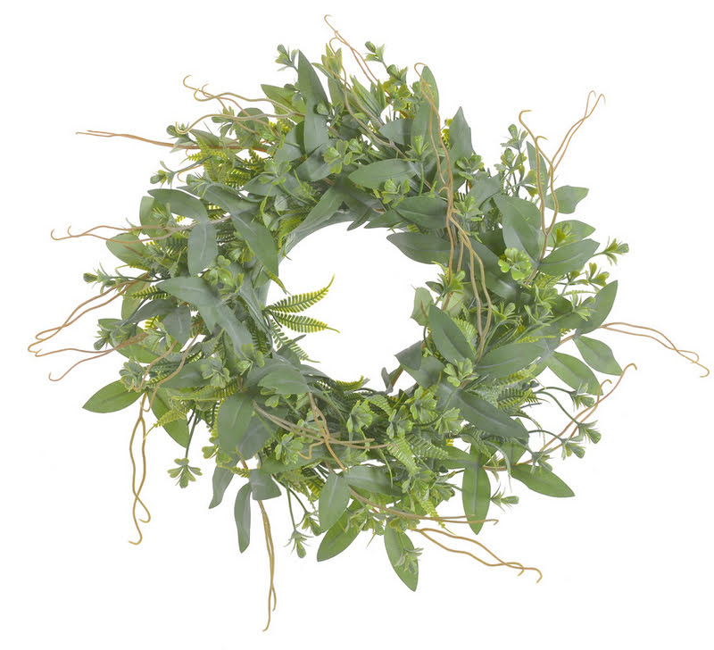 Dekorační věnec z větviček mini kapradí s doplňky Ø 28 cm