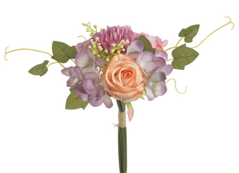 Umělá míchaná kytice z pivoňky, hortenzie a chryzantémy dl. celkem 35cm