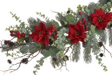 Vánoční girlanda s poinsettiemi 160 cm