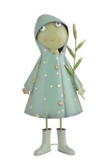 Dekorace plechová stojící žába  27cmL x 16cmW x 57cmH.