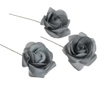 Hlavička pěnové růže na drátku Ø 6cm/dl.8cm - 8ks