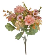 Kytice umělých květů s dalií a doplňky dl. 36cm