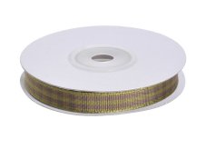 Tkaná stuha s potiskem 1cm/10 yards - khaki/bordo