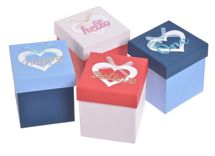 Sada dárkových krabiček 11,5x11,5xH11,5cm - 4ks