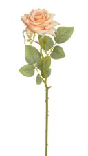 Umělá rozkvetlá růže na stonku s listy, květ Ø 8cm/ dl.41cm