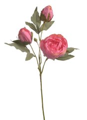 Umělá pivoňka na stonku s listy a poupaty, květ Ø 9 cm, dl. 55cm