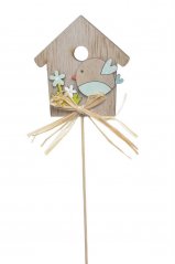 Jarní dekorace - ptačí budka/domek (7cmLx0,5cmWx8cmH) 23cmH - 6ks