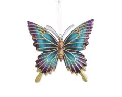 Dekorace - plechový malovaný motýl 10cmLx0,7cmWx9,5cmH - závěs
