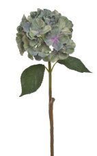 Květ umělé hortenzie na stonku s listy, květ Ø18cm/dl.59cm