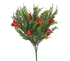 Umělá jehličnatá větvička s bobulemi 45 cm