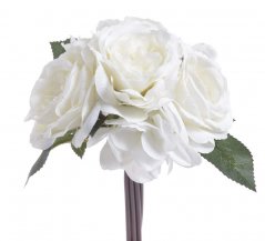 Umělá kytice 4 růže a 3 hortenzie dl. 28cm