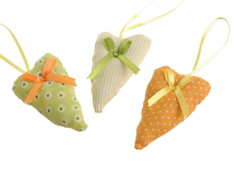 Látková srdce srdce 9 cm, 3 ks