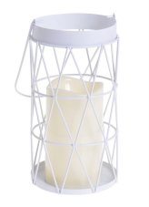 Kovová/skleněná lampa s plastovou svíčkou na 3 AAA Ø 10,5 x 20,5 cm